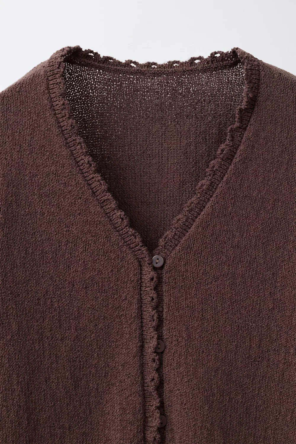 ВОЛНИСТЫЙ ВЯЗАНЫЙ КАРДИГАН ZARA, Brown — фото 3