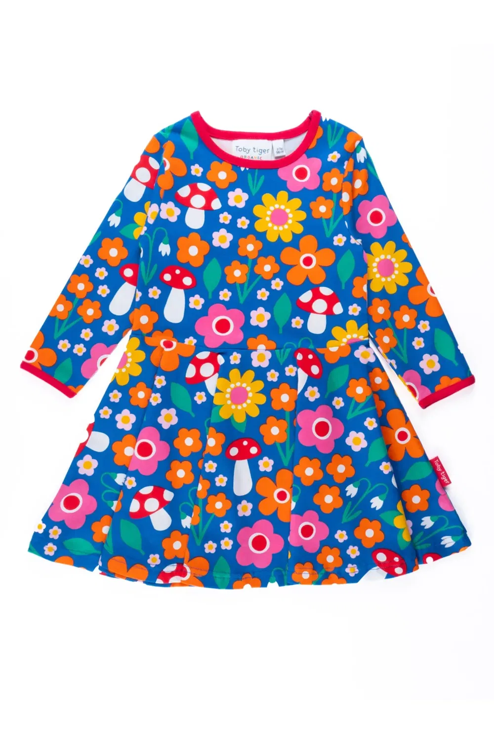 Платье-трапеция с длинным рукавом с принтом Floral Mushroom Print Toby Tiger, Multi — фото 2