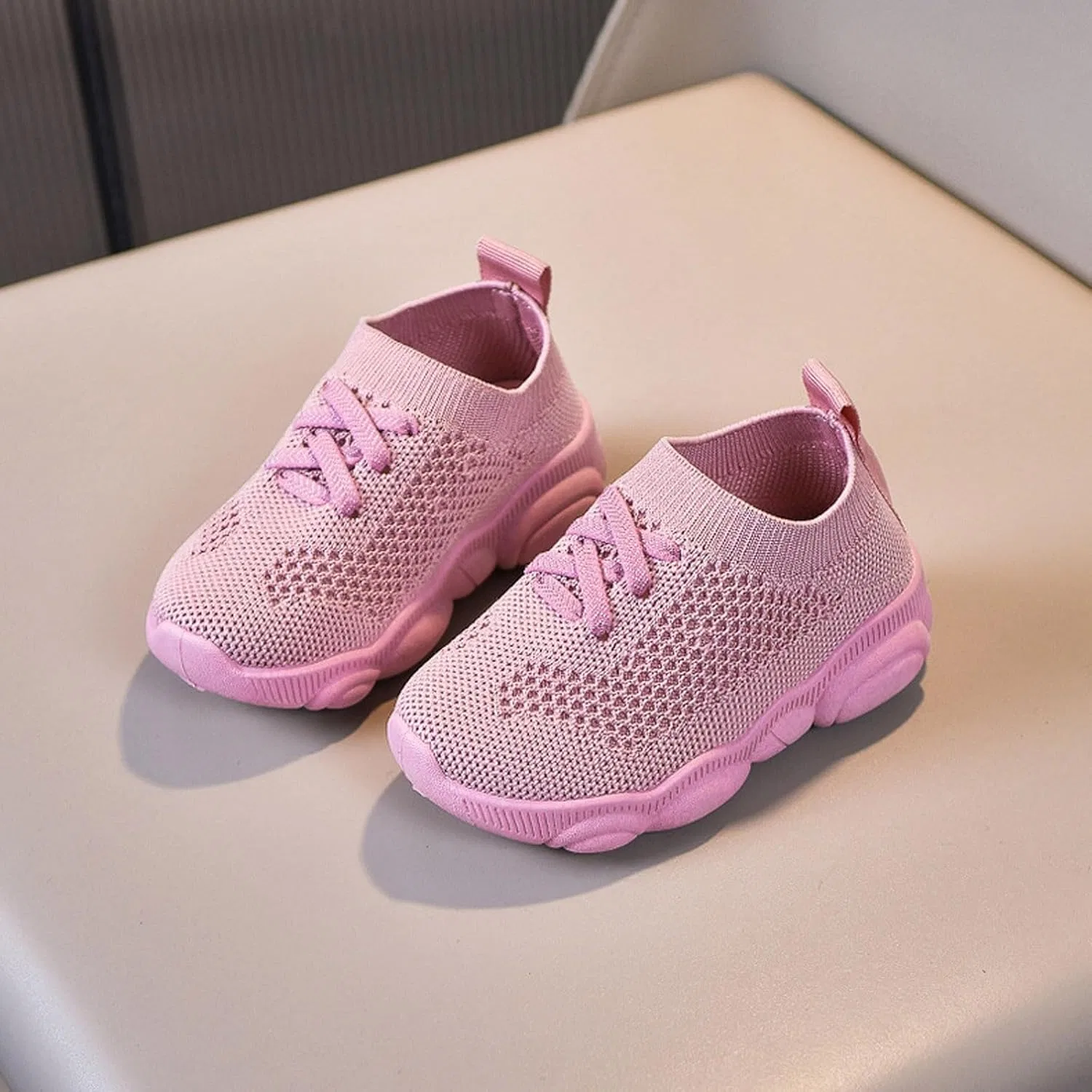 Детские кроссовки для девочек и мальчиков с нескользящей подошвой, Pink — фото 3
