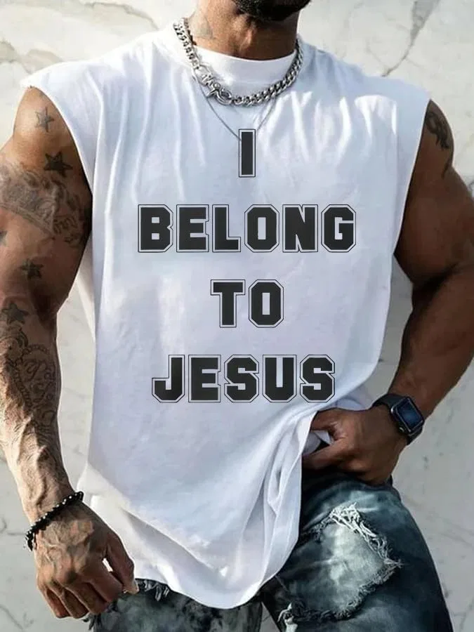 Мужская майка с принтом I Belong to Jesus, белый — фото 2
