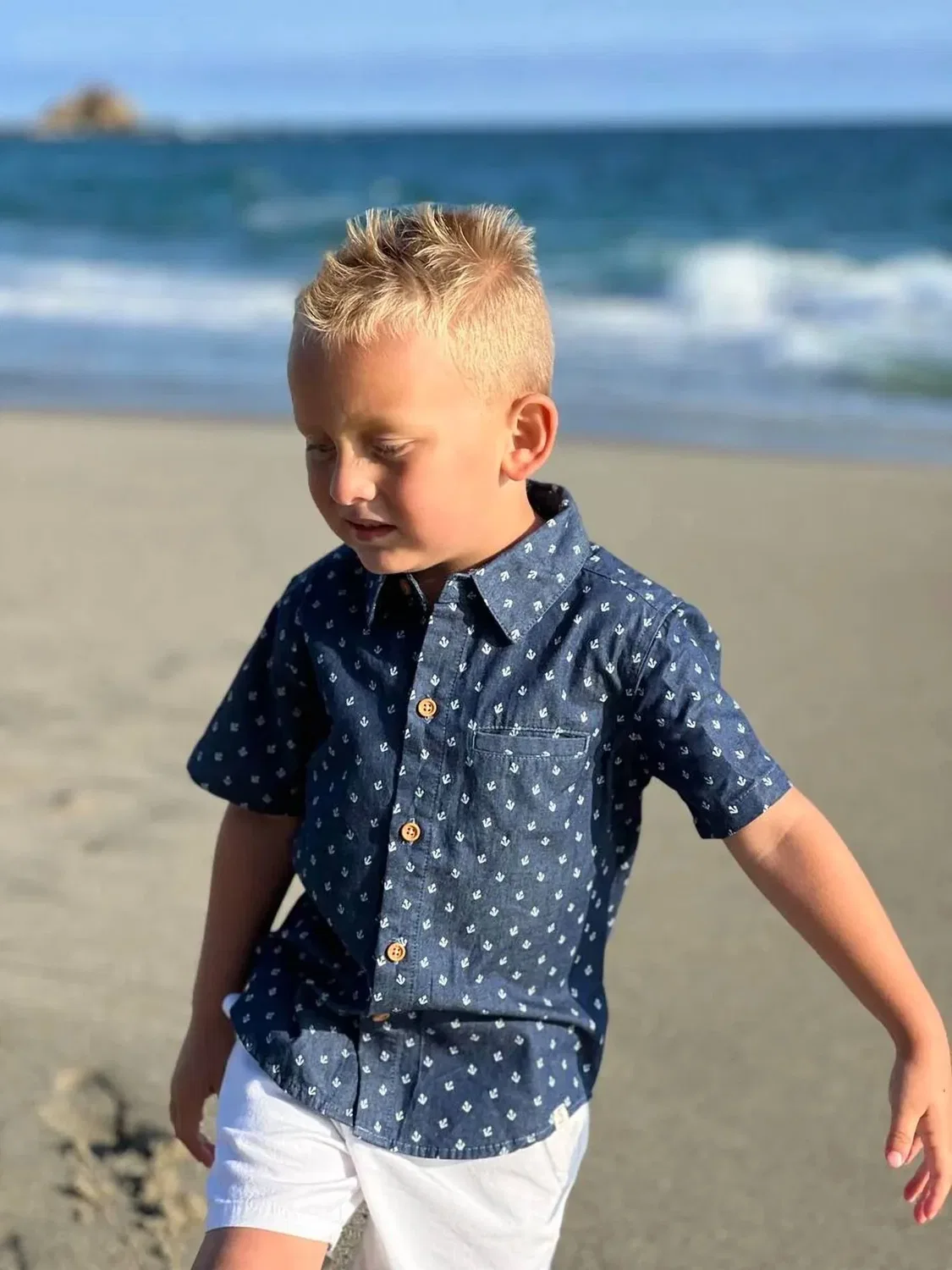 Детская рубашка с принтом Maui Shirt In Chambray Anchor ME & HENRY