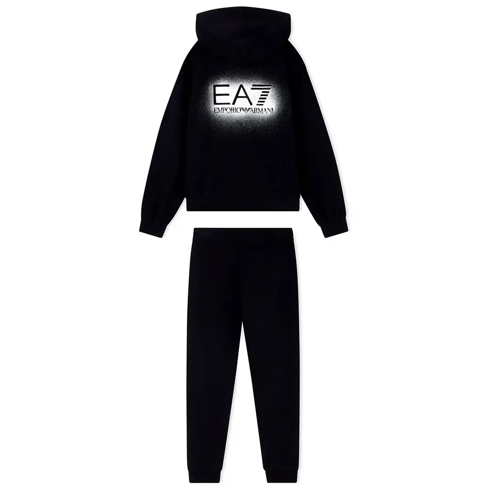 Детский спортивный костюм для девочек с капюшоном EA7 EMPORIO ARMANI, Black — фото 2