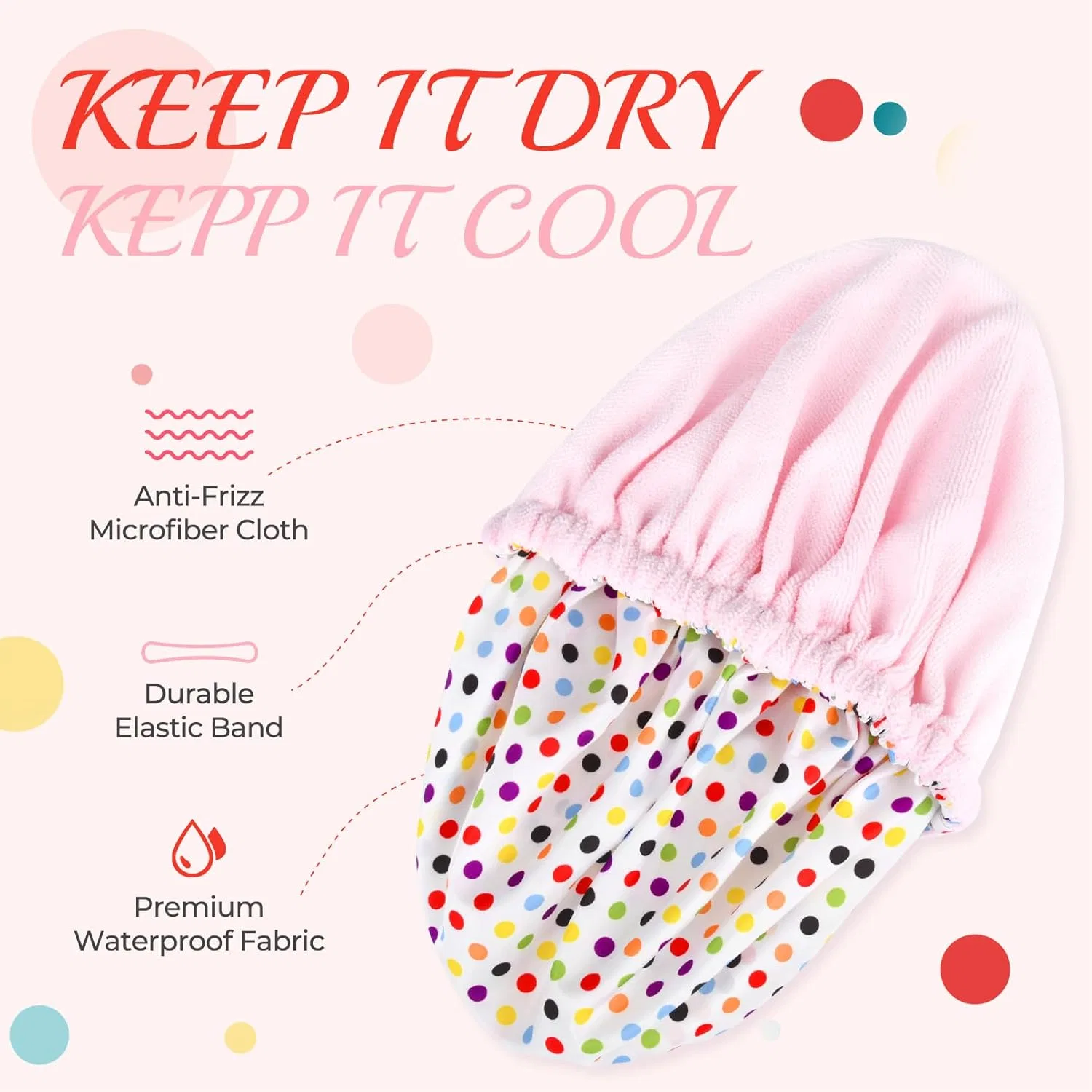 Шапочка для душа для женщин на подкладке из махровой ткани, Aileam, 1 шт, Pink — фото 2