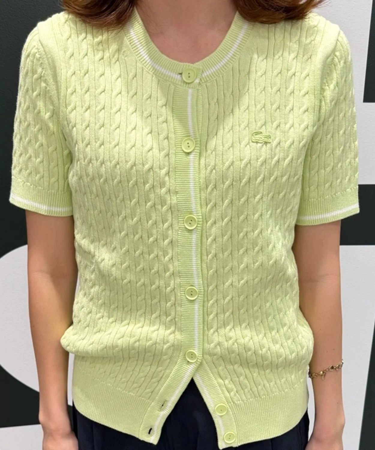 Женский кардиган с коротким рукавом, с принтом LACOSTE, Light Green