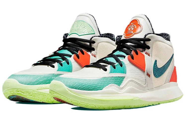 Кроссовки Nike Kyrie 8 Infinity, белый/зеленый/оранжевый — фото 3
