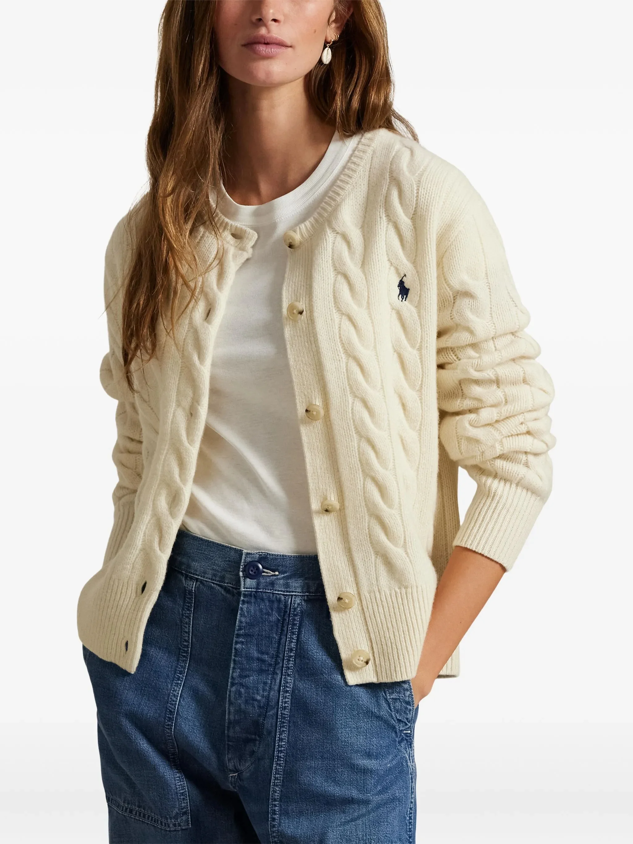 Кардиган Polo Ralph Lauren с косами, экрю