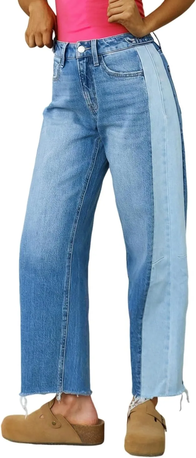 

Джинсы для женщин Beau Blue с цветными вставками и рваным краем Loricete