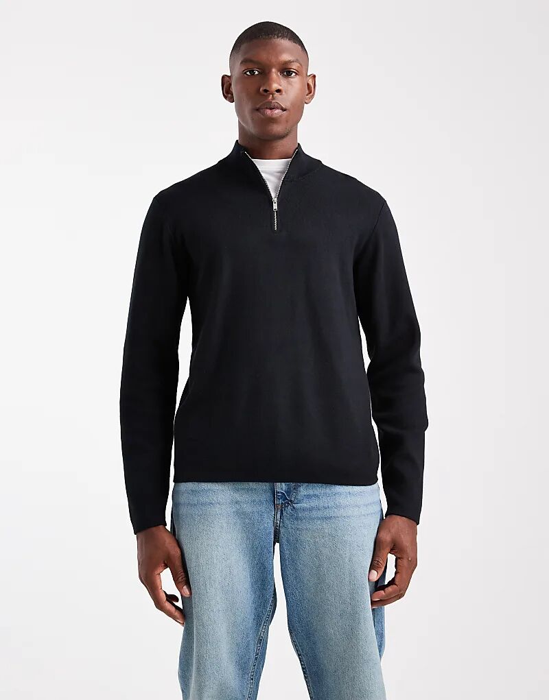 

Джемпер премиум-класса New Look с застежкой-молнией 1/4 черного цвета