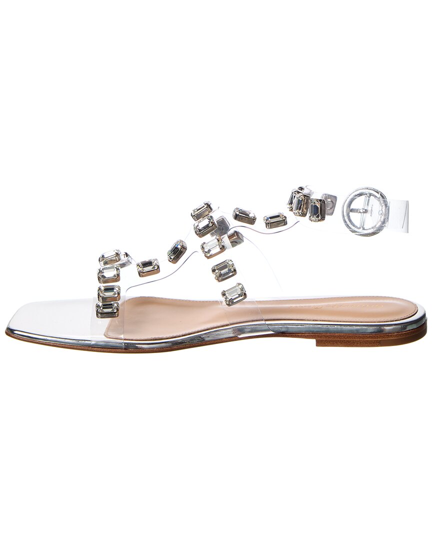 Gianvito Rossi Crystal Crash Leather & Vinyl Sandal, серебряный — фото 2