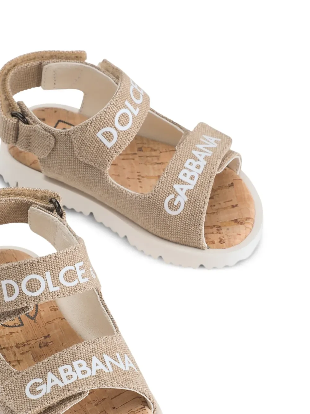 Сандалии из ткани (канваса) Dolce & Gabbana Kids, бежевый — фото 3