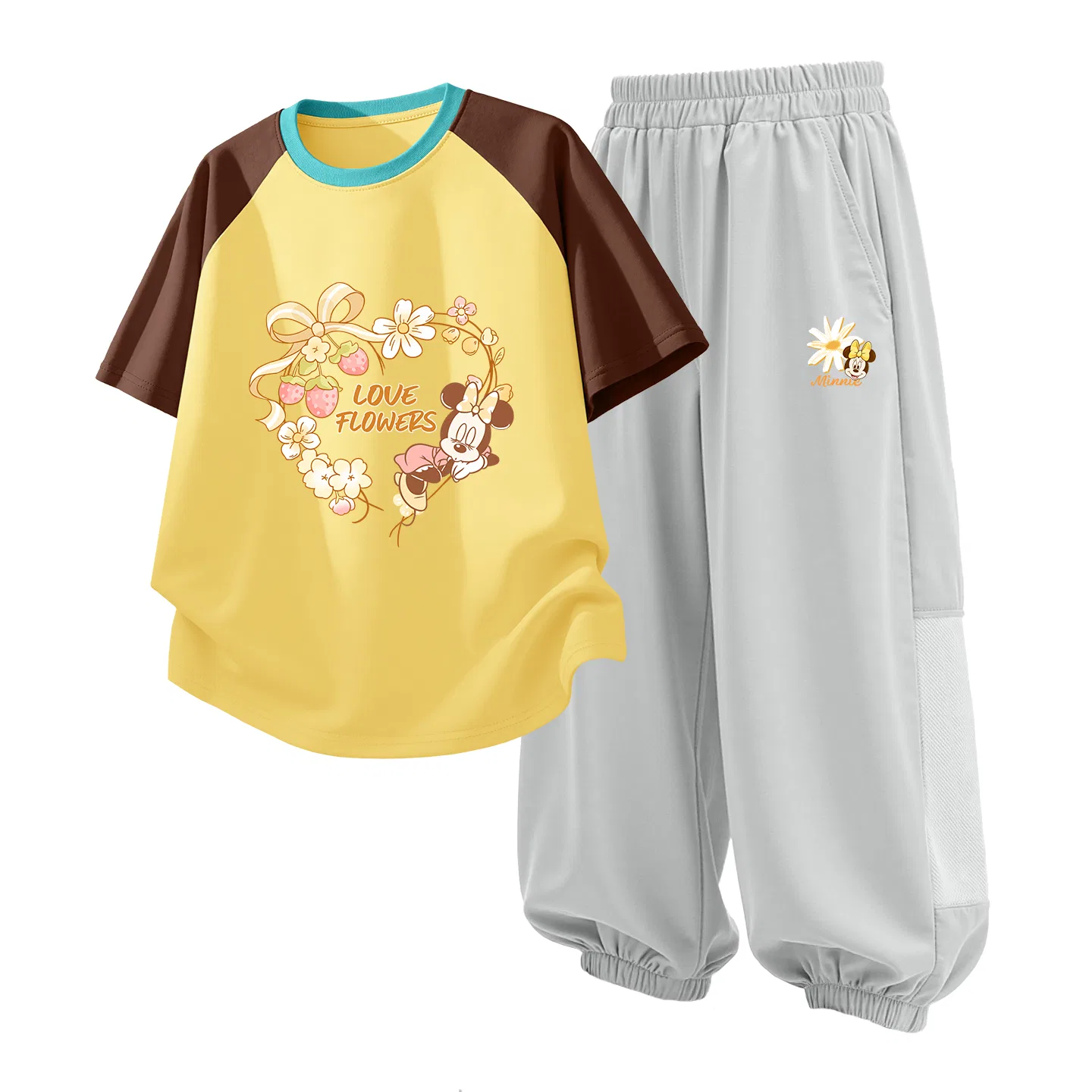 Детский спортивный костюм Casual Sportswear 2 Piece Set Disney, Di Flower Green Pink+Di Lift Eye K Strawberry Pink — фото 3