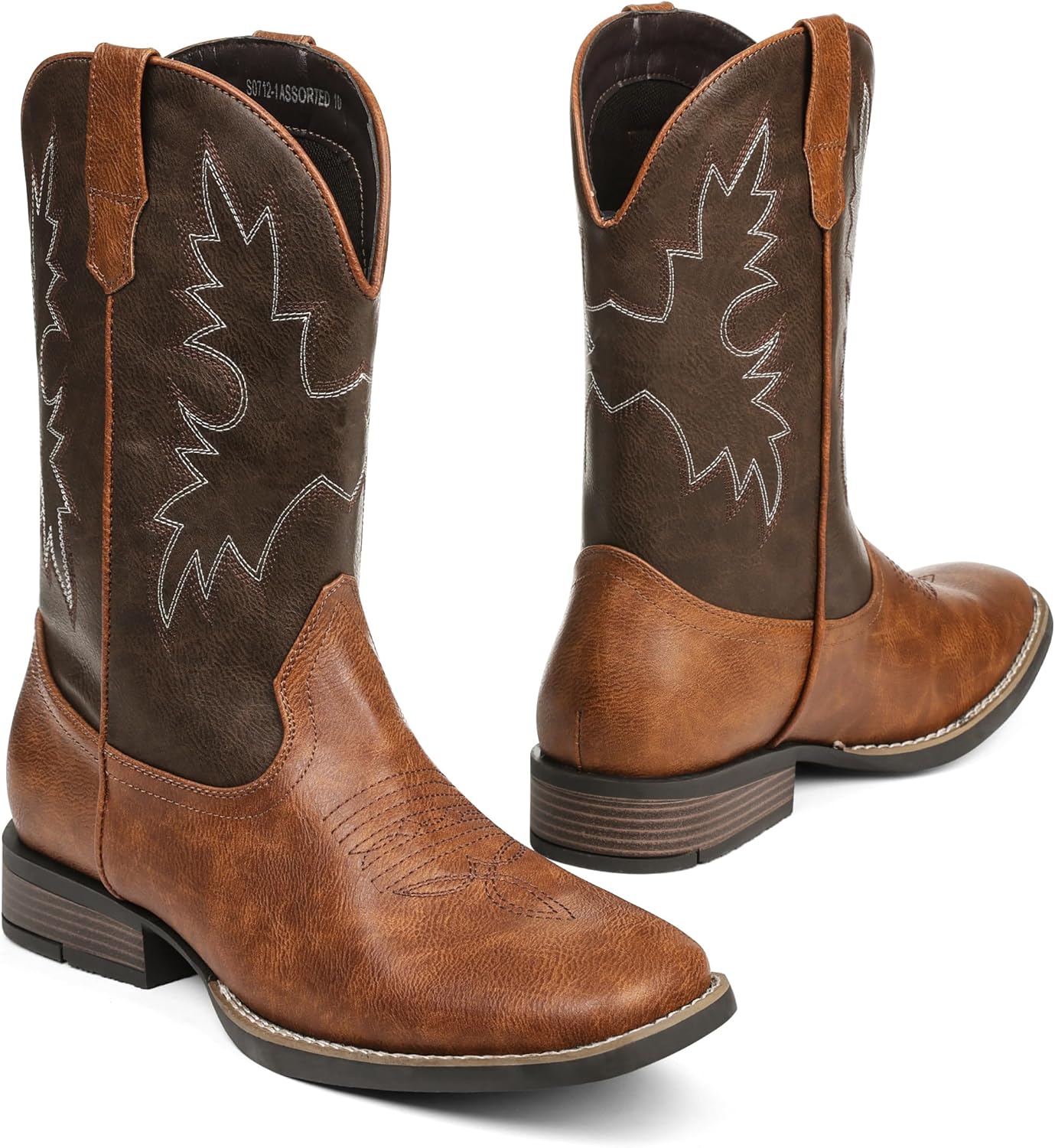 

Мужские ковбойские сапоги Grakihily с широким квадратным носком, вестерн, ретро, прочные, классические, модные, с вышивкой, стиль кантри, удобные для надевания, износостойкие, S07./Assorted