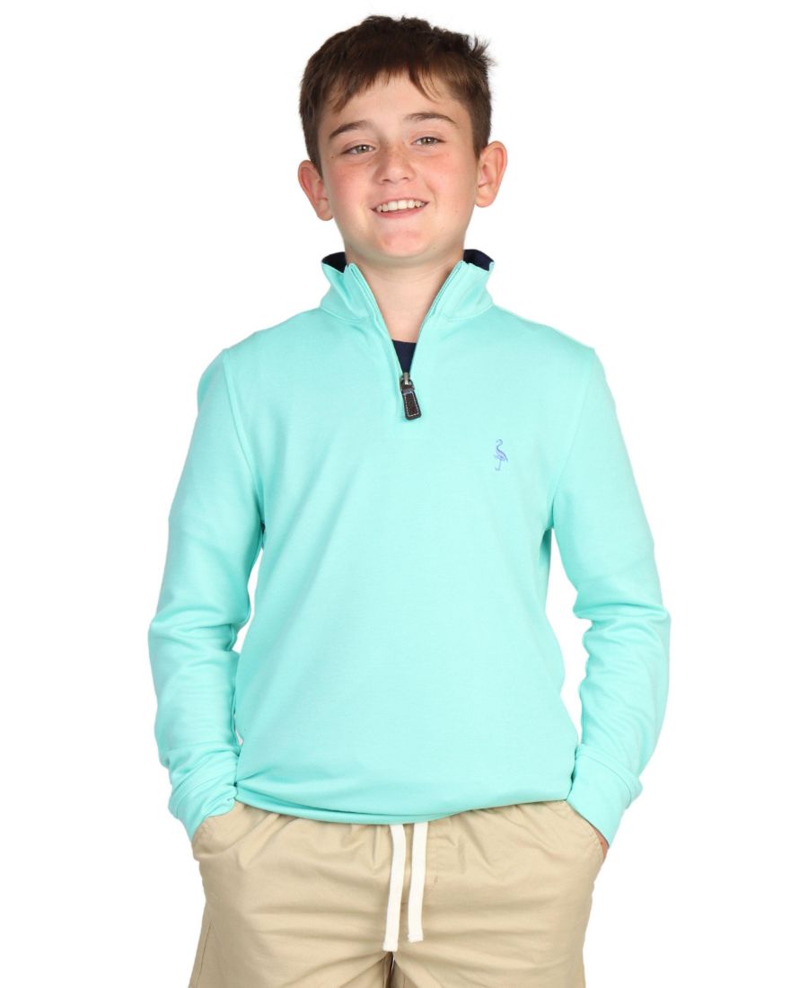 

Детская рубашка для мальчиков из модала с контрастной отделкой и застежкой-молнией до середины груди Tailorbyrd, Mint