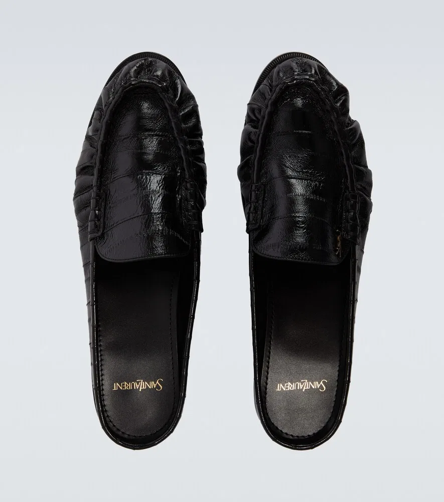 Мюли Le Loafer из кожи угря Saint Laurent, черный — фото 4