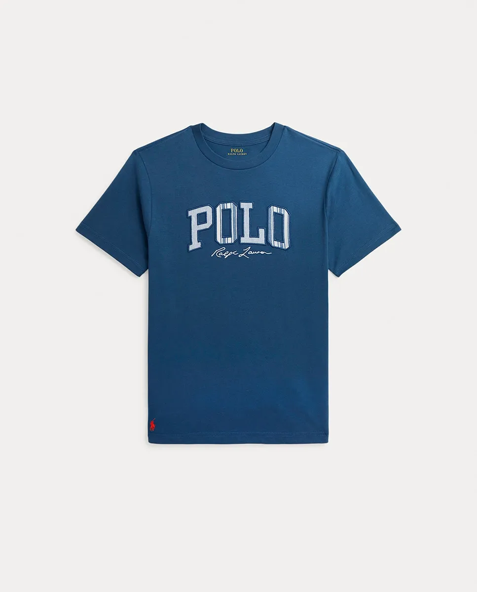

Синяя хлопковая футболка для мальчика Polo Ralph Lauren, синий