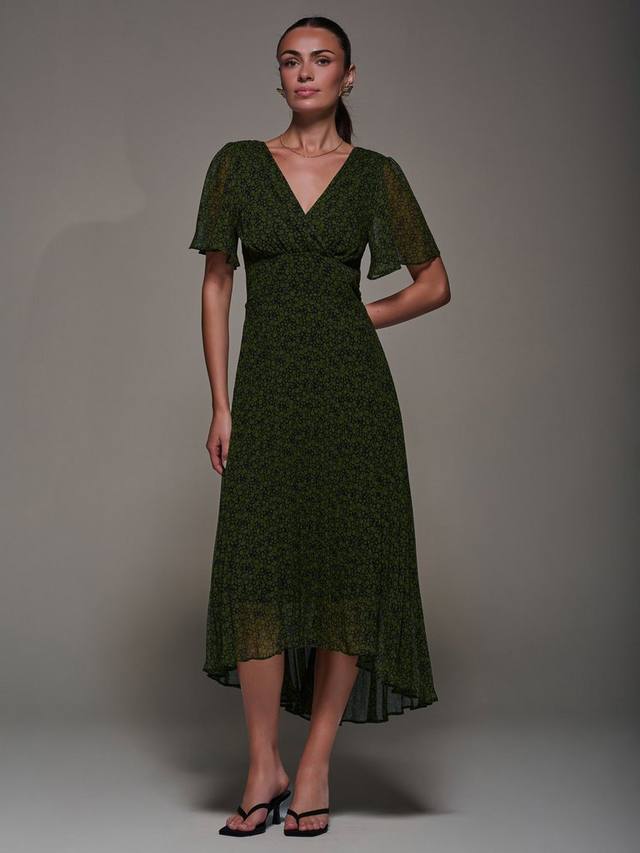 

Фатовое плиссированное макси-платье из шифона Jolie Moi, Green