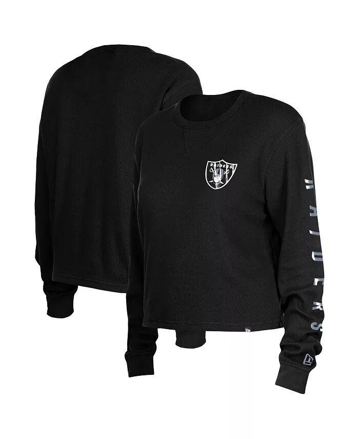

Женская черная футболка Las Vegas Raiders Thermal Crop с длинным рукавом New Era