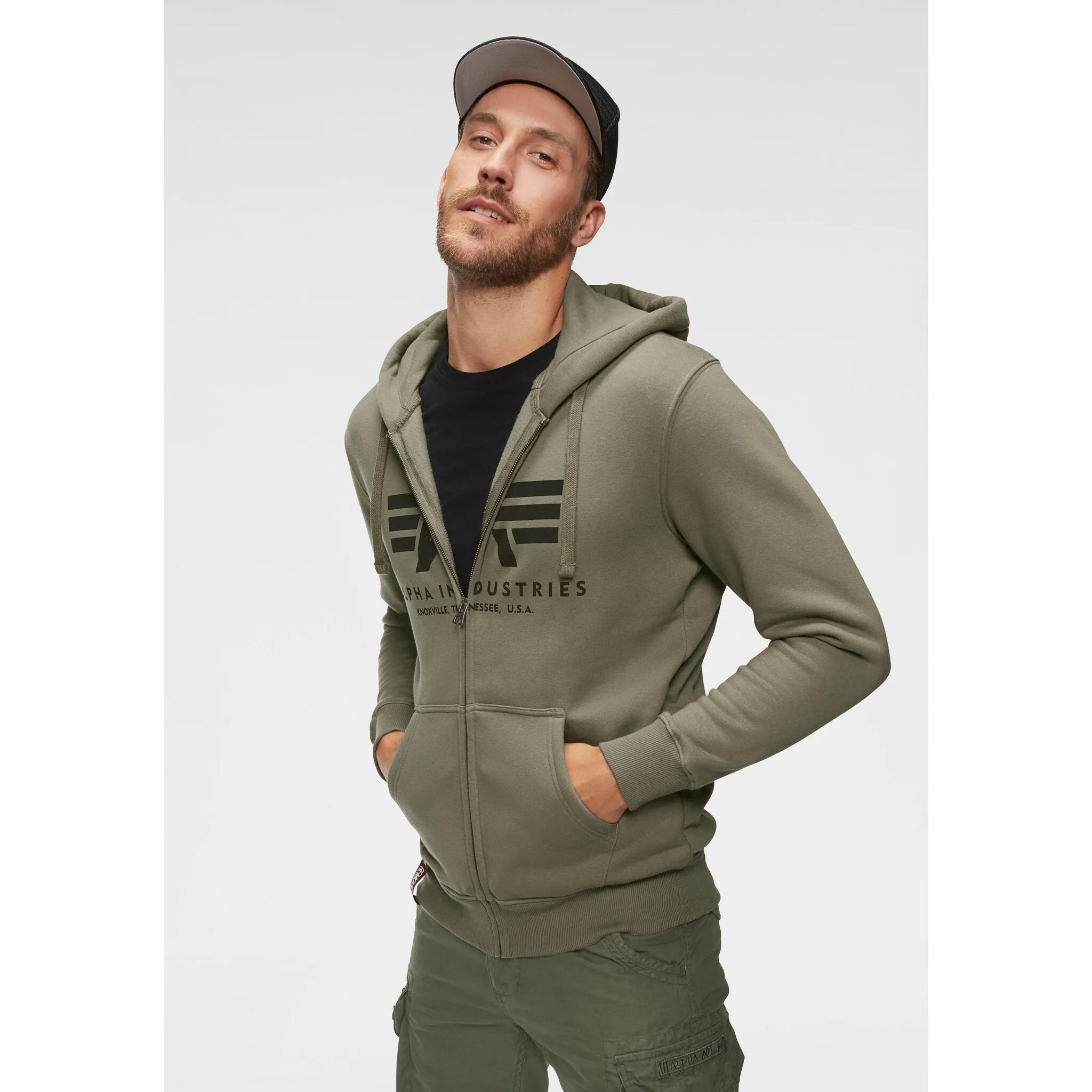 

Толстовка с капюшоном Alpha Industries "BASIC ZIP HOODY", зеленый