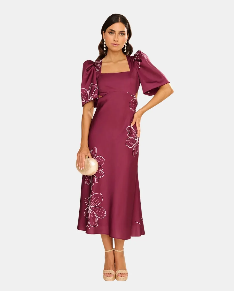 

Миди-платье с буфчатыми рукавами Miphai, фиолетовый