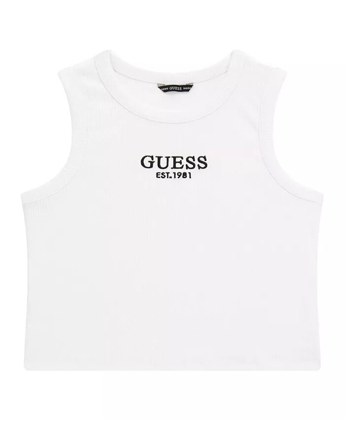 

Топ-майка в рубчик для больших девочек длиной миди GUESS, белый