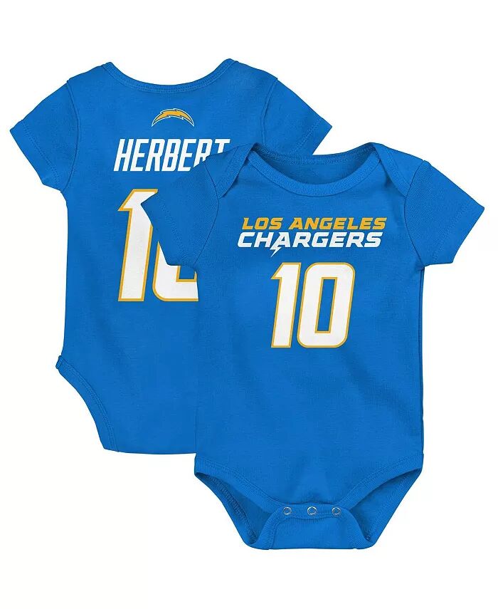 

Боди с именем и номером игрока основного состава команды Los Angeles Chargers Джастин Герберт для мальчиков и девочек Outerstuff