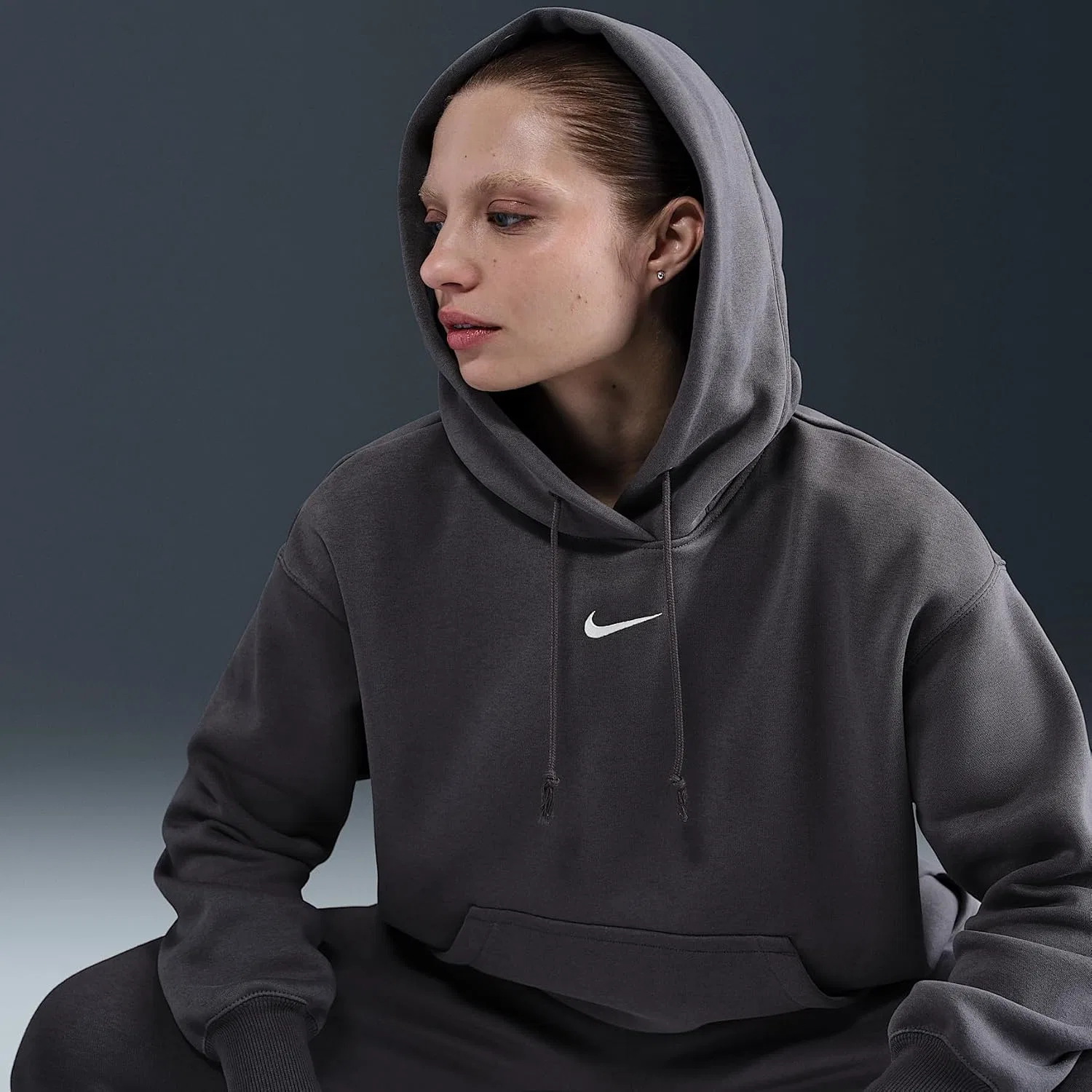 Толстовка женская Nike, Thunder Grey/Sail — фото 3