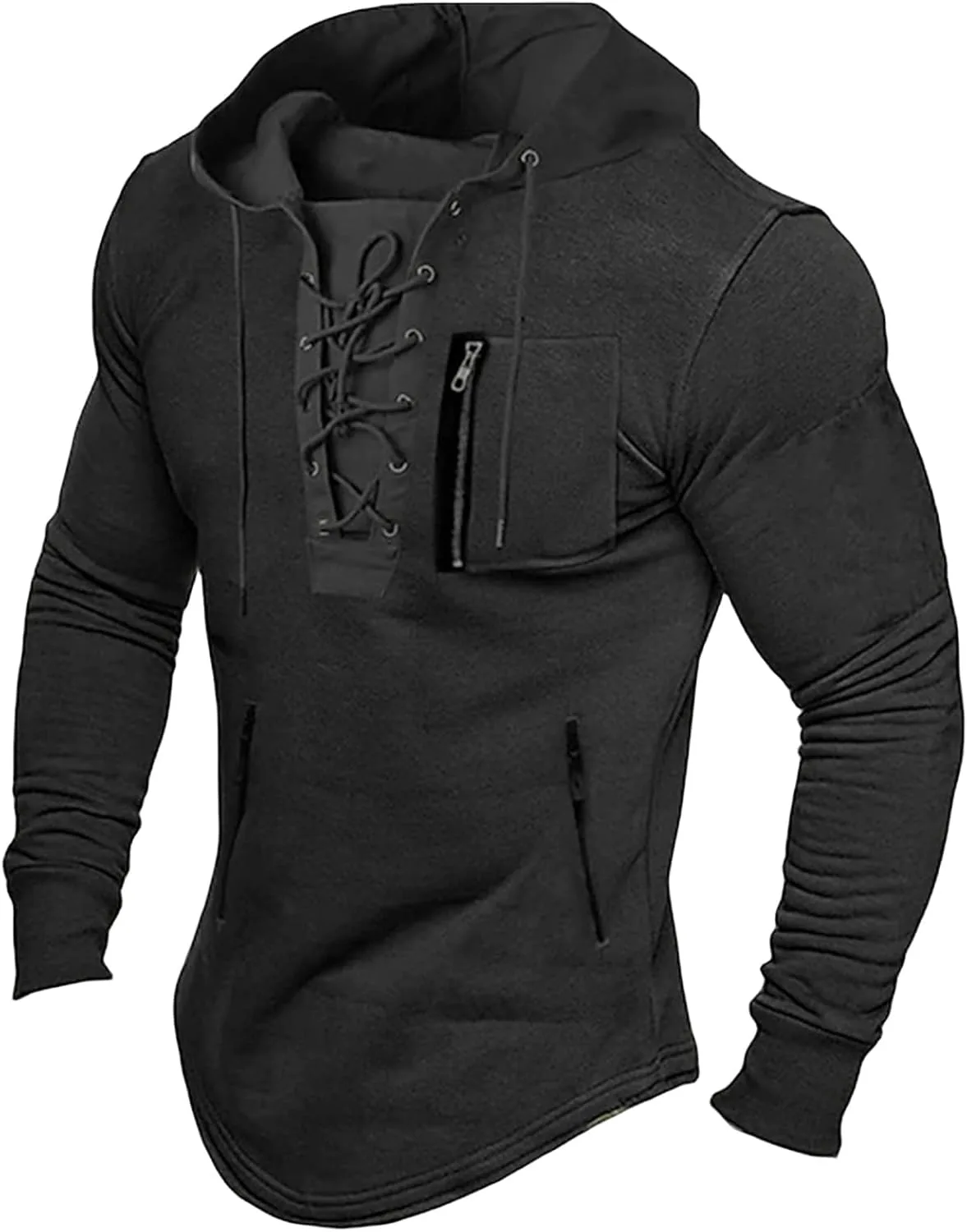 

Толстовка с капюшоном Tactical для мужчин, Lace Up, длинный рукав Thatrich