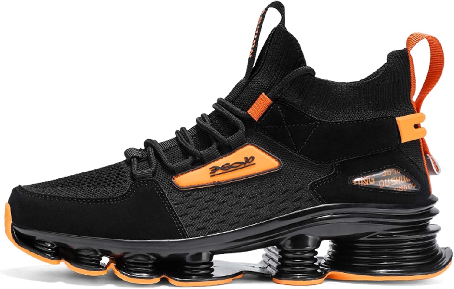 

Мужские модные, спортивные, простые, повседневные, перфорированные высокие эластичные баскетбольные кроссовки Generic, черный