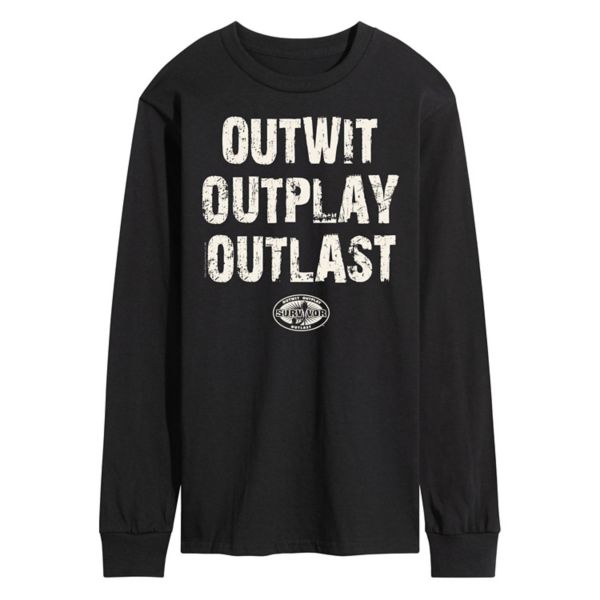 

Мужская футболка с графическим принтом Survivor Outwit Outplay Outlast Licensed Character, черный