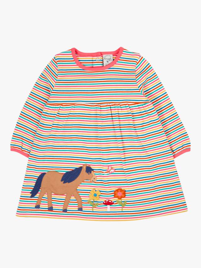 

Детское платье Dolcie с длинными рукавами из хлопка Frugi, Multi Stripe/Horse