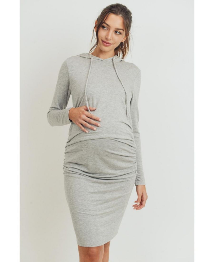 

Женское платье-худи с длинными рукавами и боковыми сборками для беременных Hello Miz, Heather grey