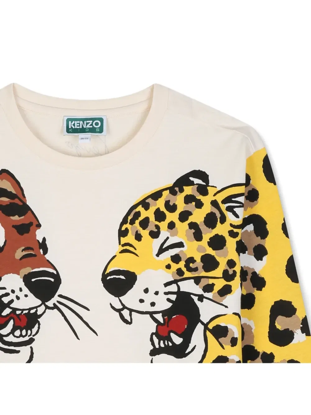 Футболка с длинными рукавами и анималистичным принтом Kenzo Kids, белый — фото 3