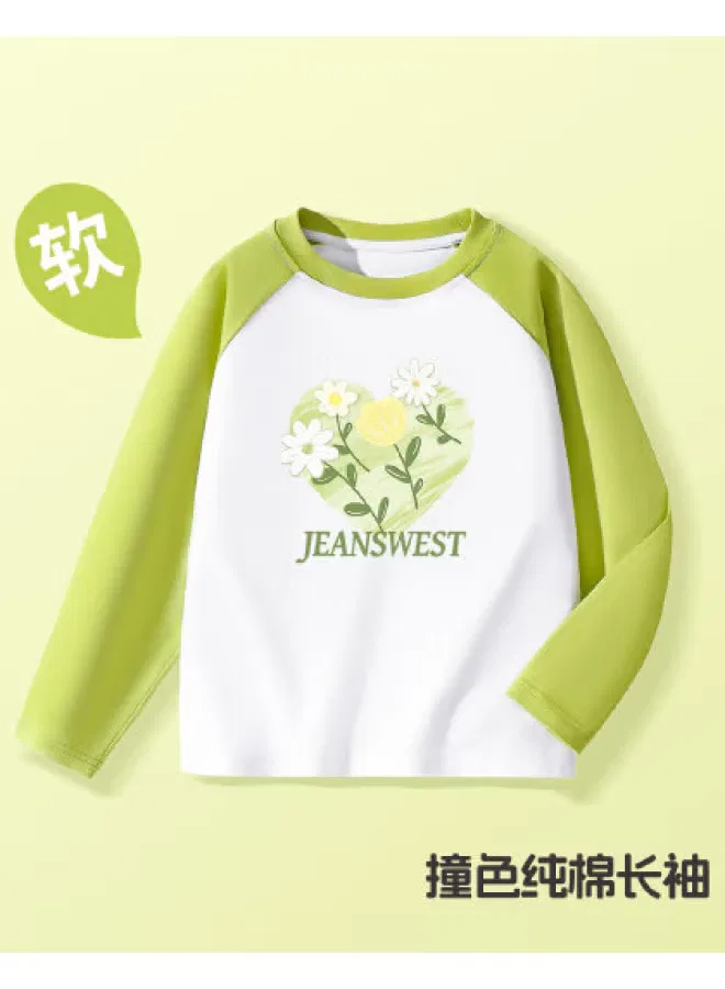 Футболка с длинным рукавом с принтом Jeanswest, белый с зеленым