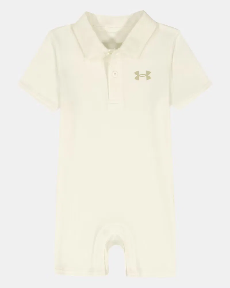 Детский комбинезон-поло для мальчиков из хлопка с коротким рукавом UA Solid UnderArmour, Ivory Dune/Sandstorm