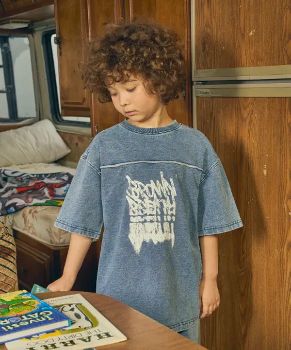 Футболка с принтом Kids tag denim Brownbreath Kids, синий