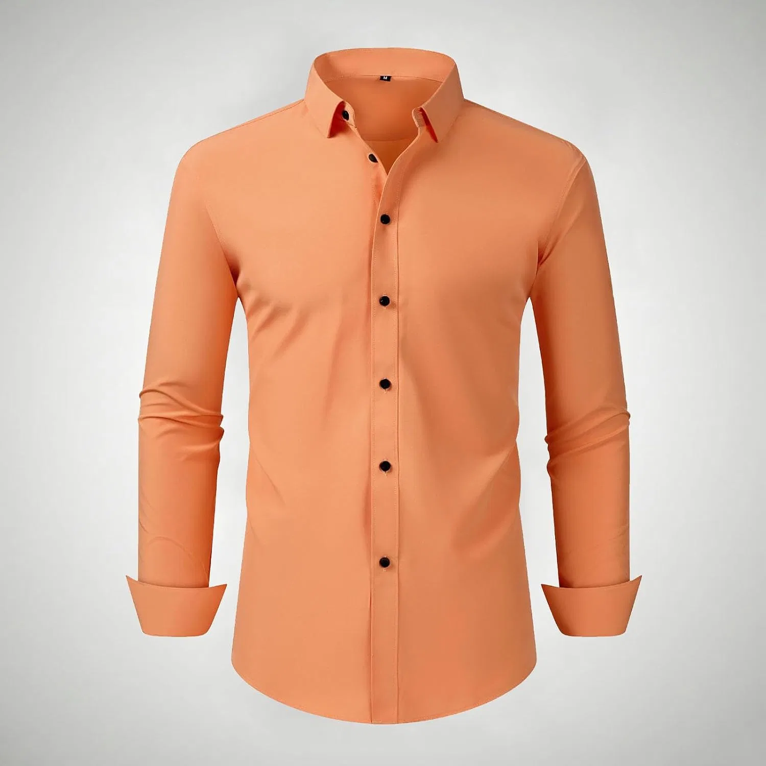 Мужская рубашка с отложным воротником, длинный рукав, Orange — фото 2