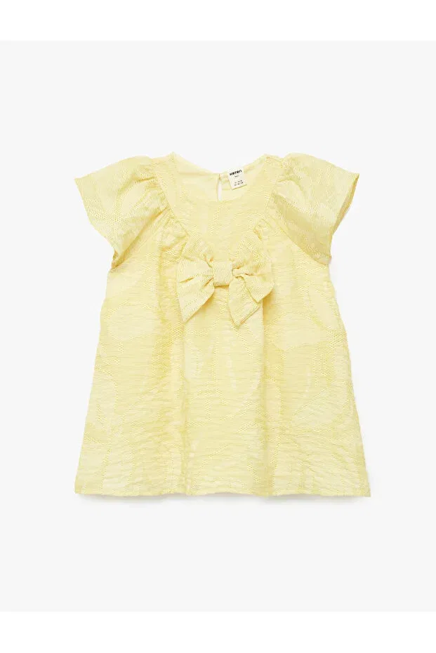 Детское платье-трапеция с коротким рукавом Koton, Yellow Patterned — фото 4