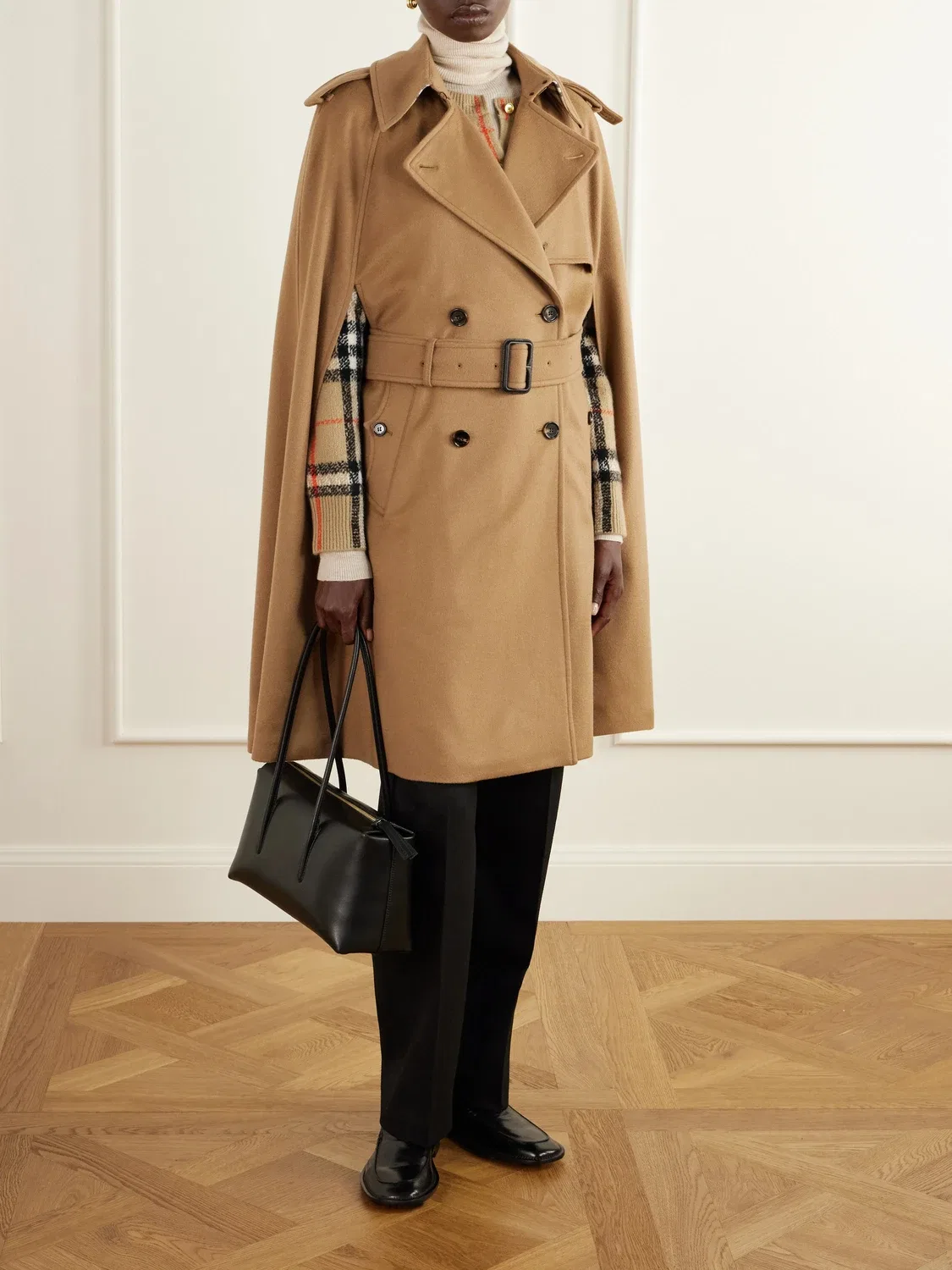 Кашемировая накидка с поясом BURBERRY, коричневый — фото 2
