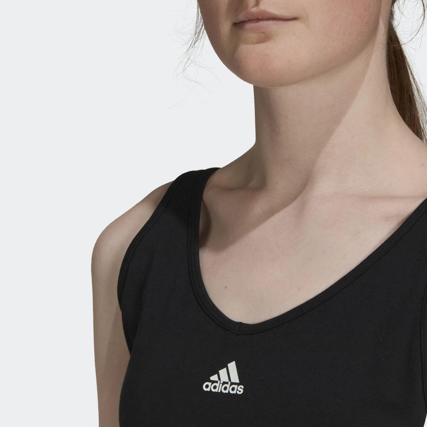 Женский хлопковый кроп-топ с принтом 3-Streifen Adidas, Цвет: Schwarz / Weiss — фото 4