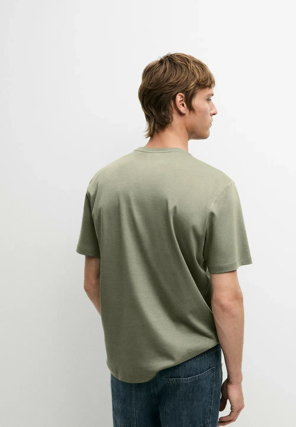 Простая футболка Massimo Dutti, Mottled Dark Green — фото 3