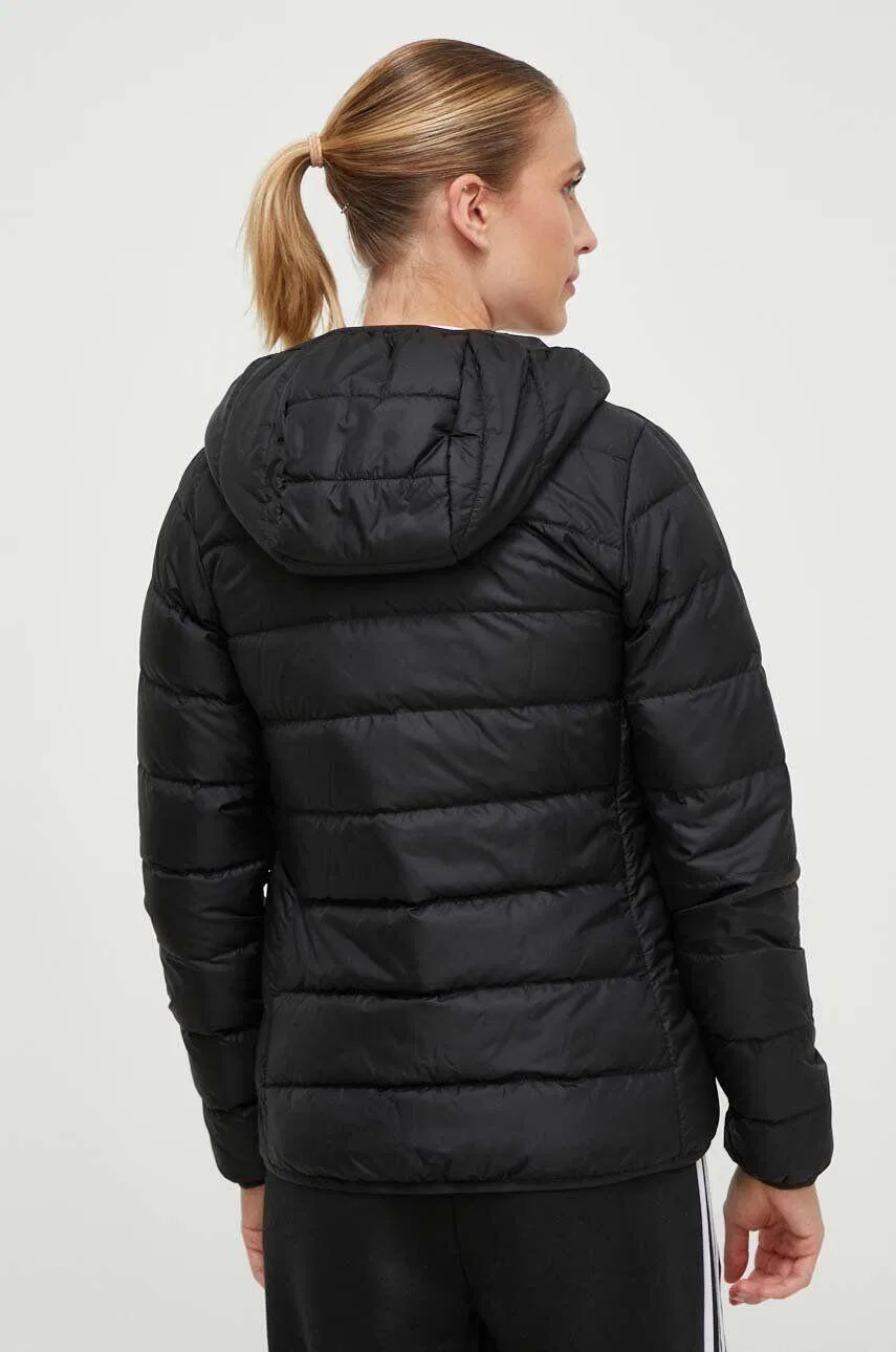 Женская легкая пуховая куртка с капюшоном Essentials Light Hooded Downjacket Adidas, Schwarz / Braun — фото 3