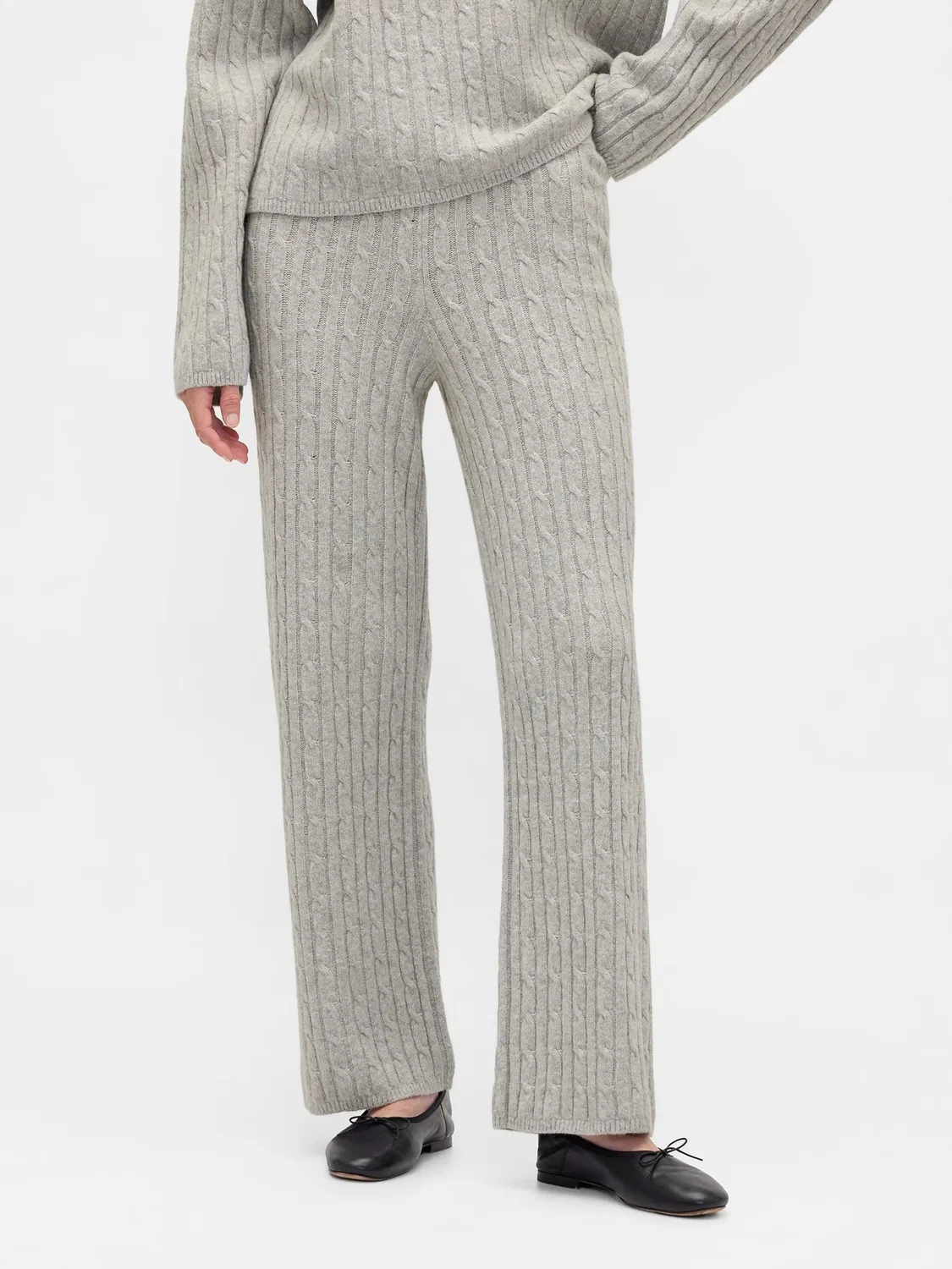 Джоггеры кашемировые Cable Knit Gap, серый