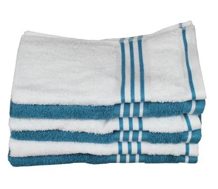 Мочалка для душа, S.B.J - Sportland Rio Premium, 100% хлопок, 500 г/м², 17 x 24 см, White/Petrol Blue — фото 2