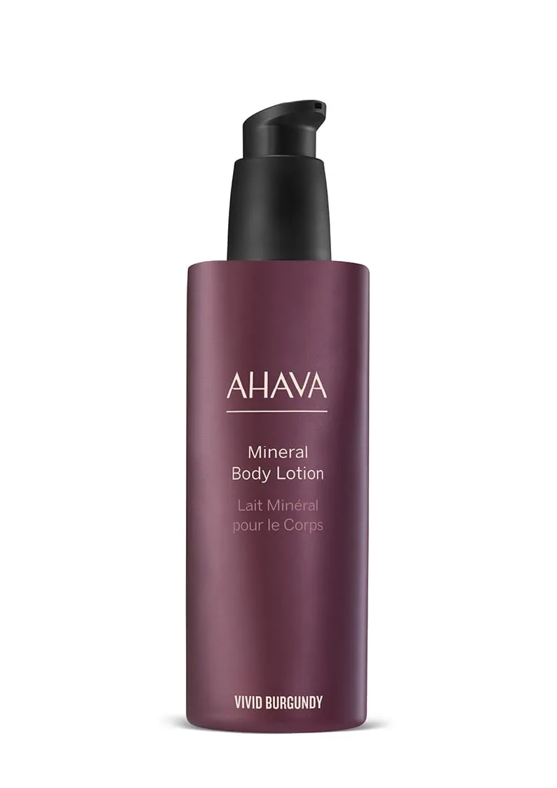 AHAVA Dead Sea Water Mineral Body Lotion, Vivid Burgundy - увлажнение на весь день, борьба с обезвоживанием, улучшение текстуры кожи, с эксклюзивным Osmoter, алоэ вера и гамамелисом, 250 мл