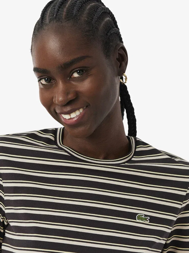 Футболка LACOSTE с длинным рукавом, Мульти-полоска, Коричневая — фото 2