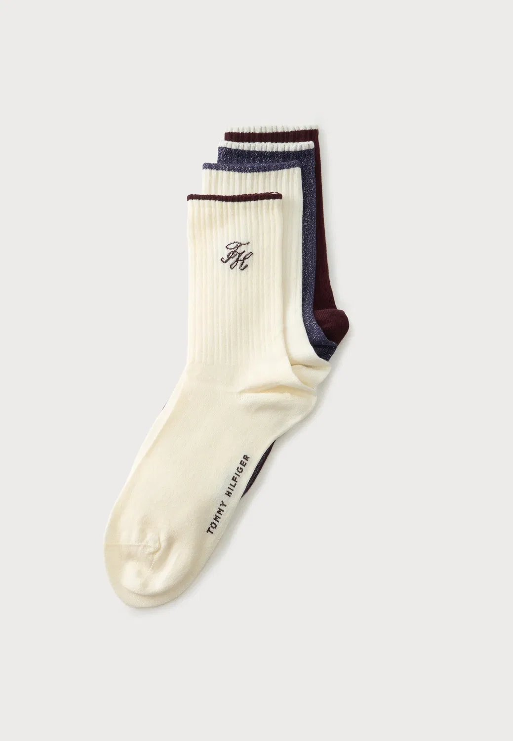 4 пары носков Tommy Hilfiger, Off-White/Bordeaux/Purple