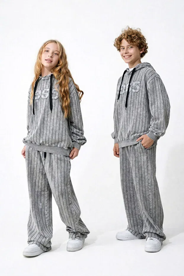 Детский комплект спортивного костюма для мальчиков с капюшоном Haykids, Gray