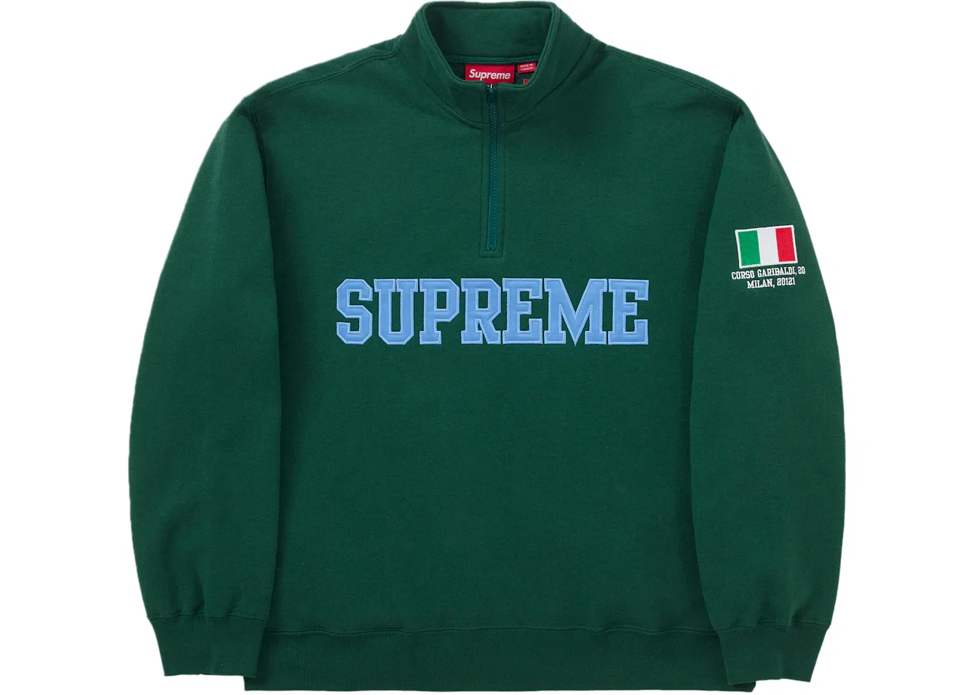 Мужской пуловер с принтом Supreme Milan Shop Flag Half Zip Pullover, Green