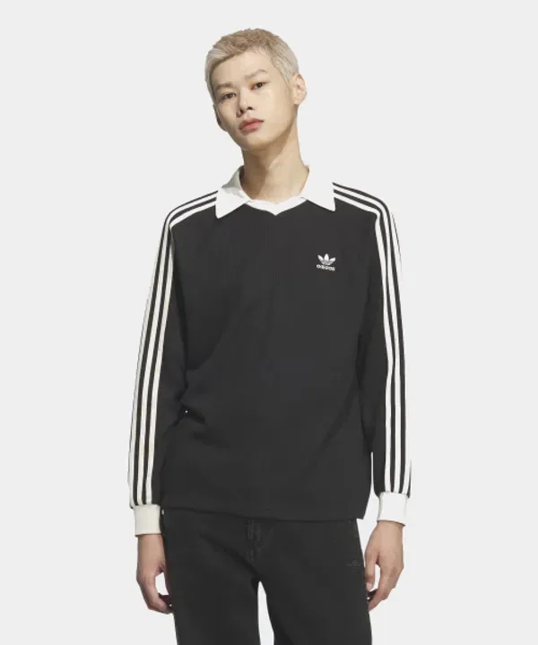 Тренировочная куртка, длинный рукав, поло, Adidas, черный — фото 4