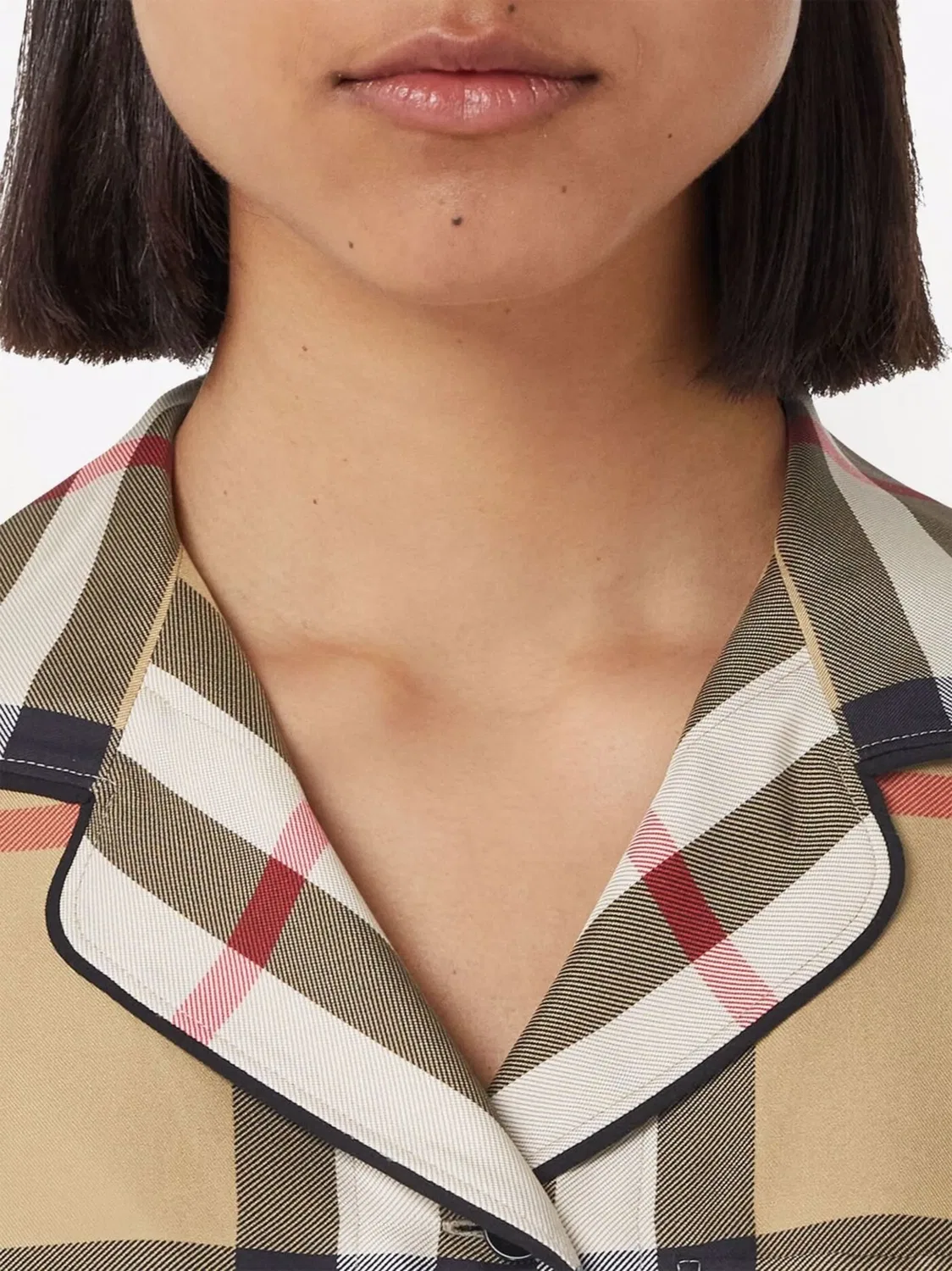 Шелковая пижамная рубашка Vintage Check Burberry, нейтральные — фото 2